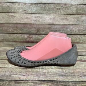 Sigerson Morrison Grey Suede Studded Flats